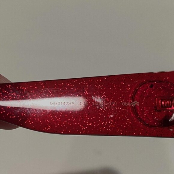 Gucci Glitter Round Frame Sunglasses GG0142SA Red - Picture 11 of 11
